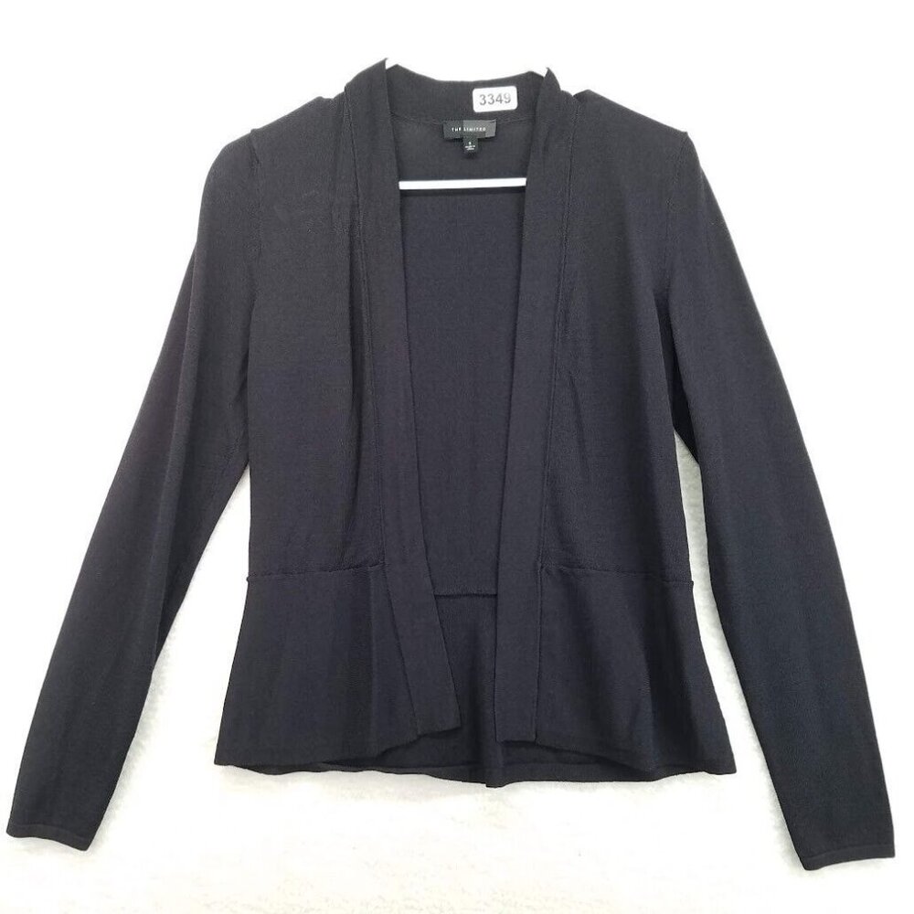 The Limited Womens Cardigan Sweater Size Small Black Open Front Flare‎ Hem